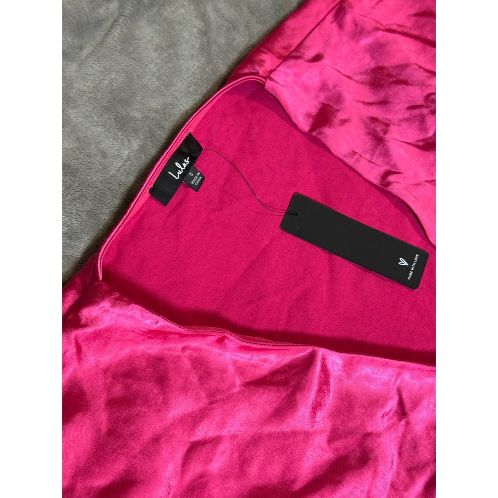 NWT Lulus Size Small Flirt For Fun Fuchsia Tie-Front Two-Piece Wide-Leg Jumpsuit - Picture 4 of 9